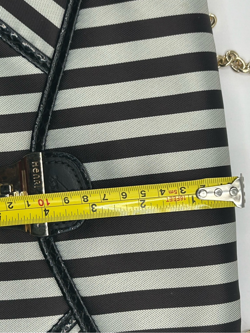 Henri Bendel Vintage Black and White Striped Chain Shoulder Bag - Picture 8 of 8